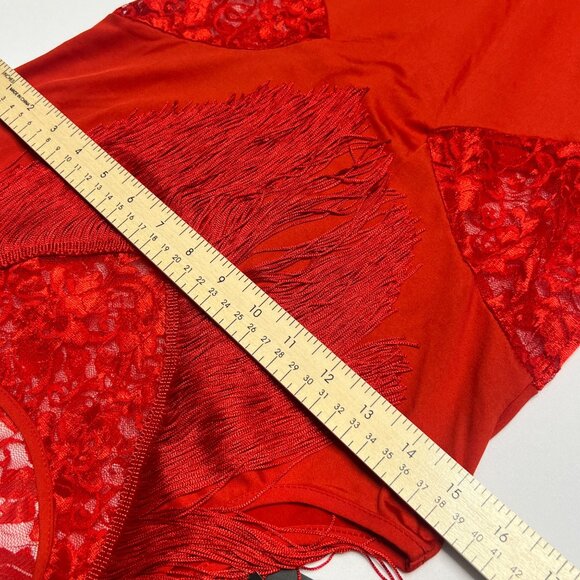 Z&X Red Latin Dance Dress With Fringe Lace Dress Size M - Picture 10 of 15